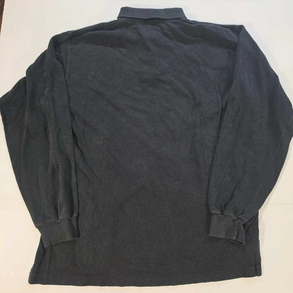 Polo Ralph Lauren Mens Black Long Sleeve Pique Polo Shirt Red Pony Logo Size L